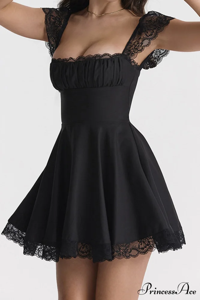 Strappy Lace Patchwork Corset Dress - Image 17