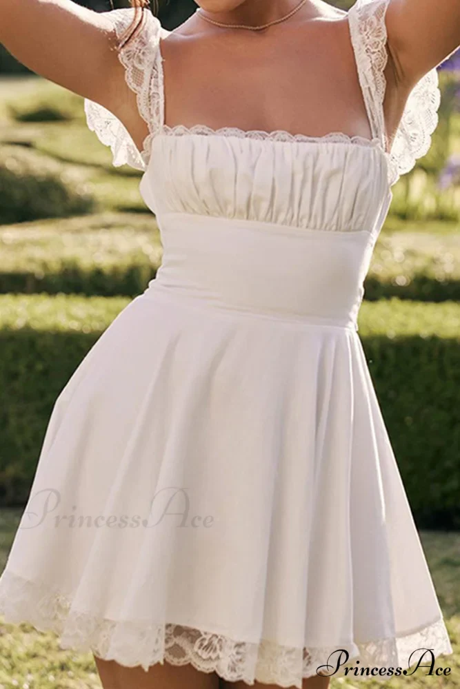 Strappy Lace Patchwork Corset Dress - Image 4