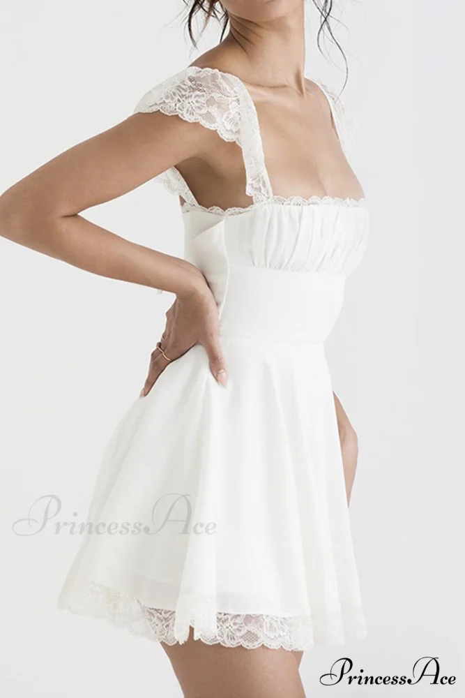 Strappy Lace Patchwork Corset Dress - Image 6