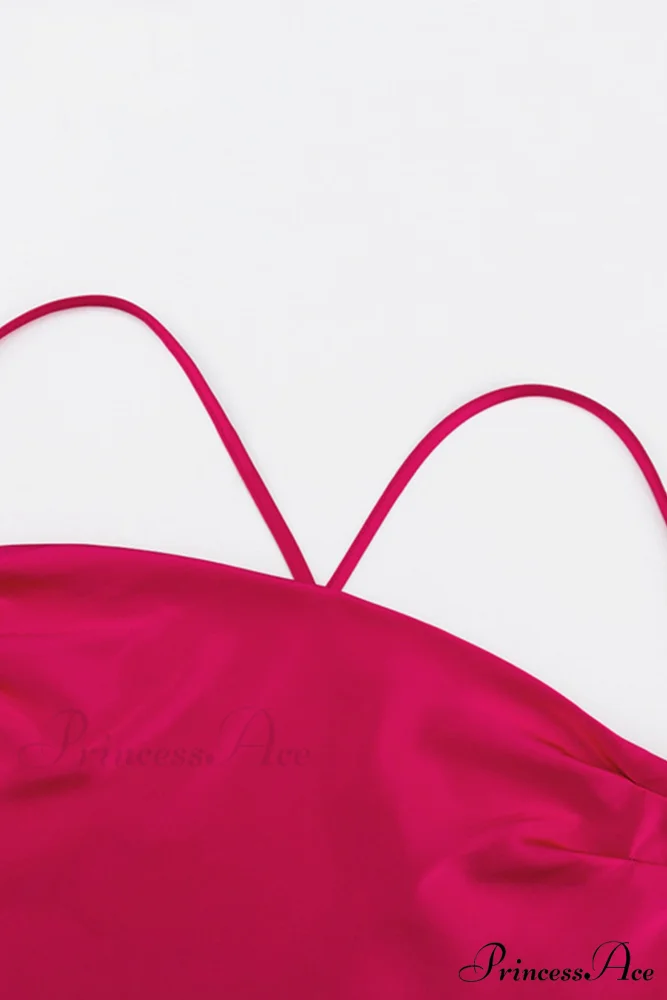 Satin Tie-back Criss-cross Cami Dress with Rose Pattern - Image 6