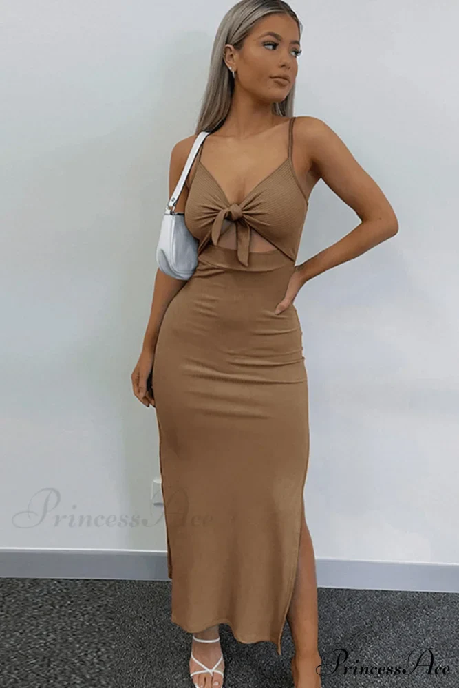 Backless Split Cami Dress with Tie-front - Image 9