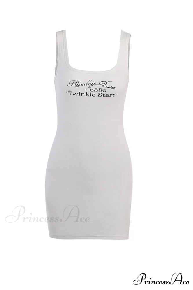 Bodycon Tank Dress with Letter Print - Image 7
