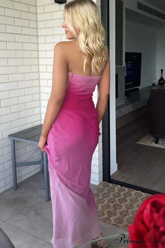 Pink Ombre Strapless Dress - Image 2