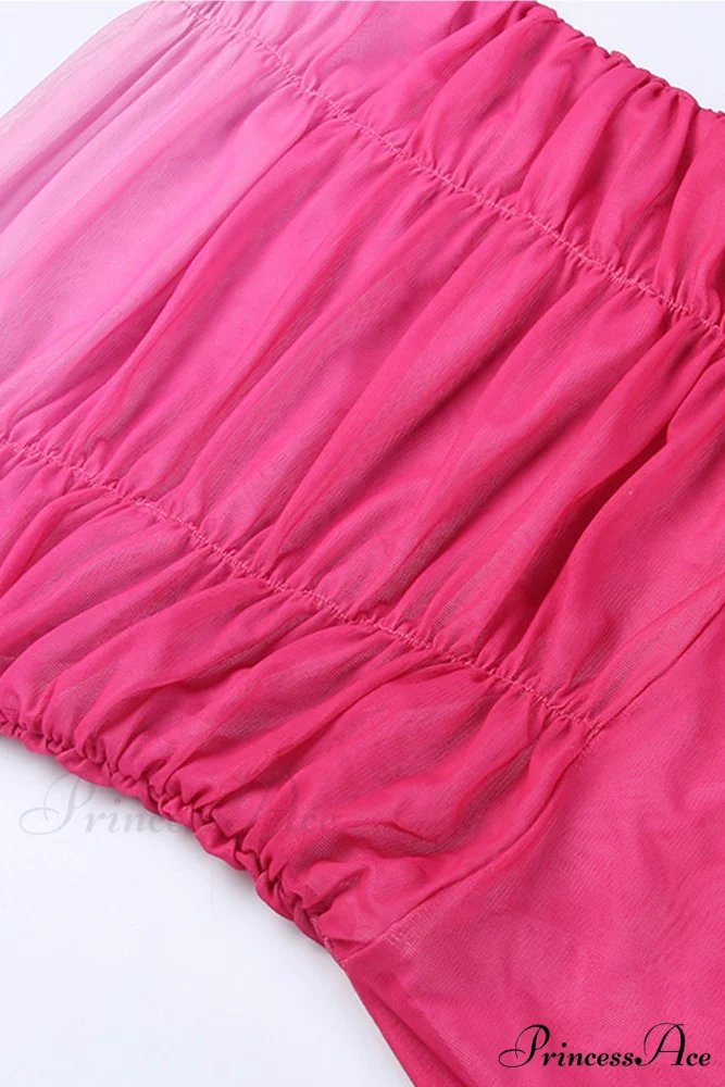 Pink Ombre Strapless Dress - Image 5
