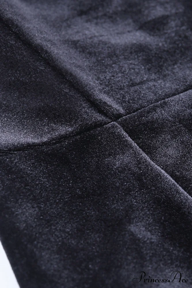 Velvet Split Dress with Fuzzy Shoulders - Image 8