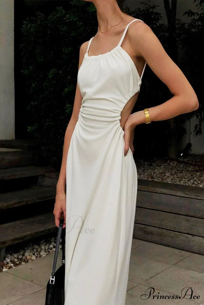 Strappy White Dress with Cut-out Back - Image 2