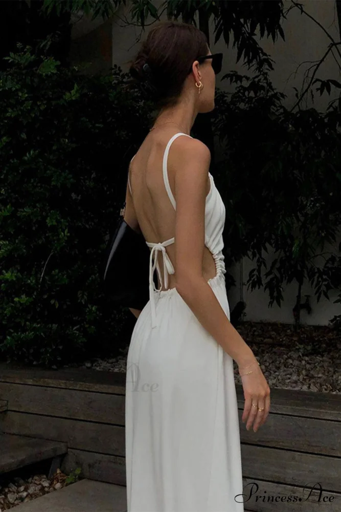 Strappy White Dress with Cut-out Back - Image 4