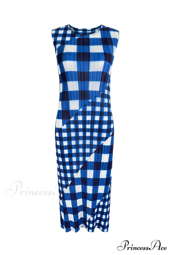 Plaid Sleeveless Pleated Dress - Image 5