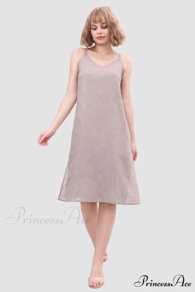 Linen Slip Dress with Daisy Embroidery - Image 3