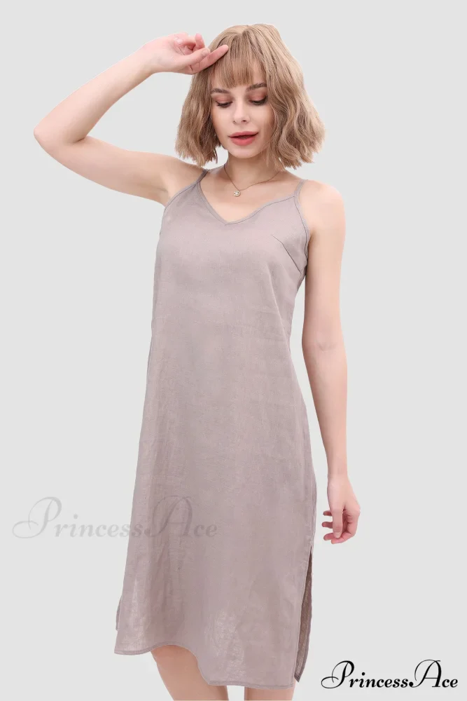 Linen Slip Dress with Daisy Embroidery - Image 4