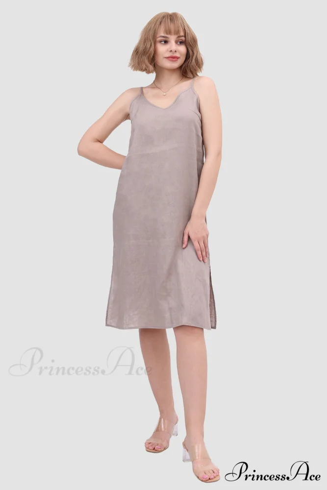 Linen Slip Dress with Daisy Embroidery - Image 6