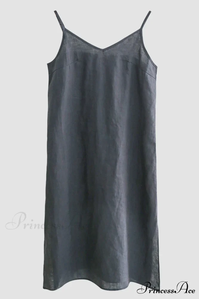 Linen Slip Dress with Daisy Embroidery - Image 8