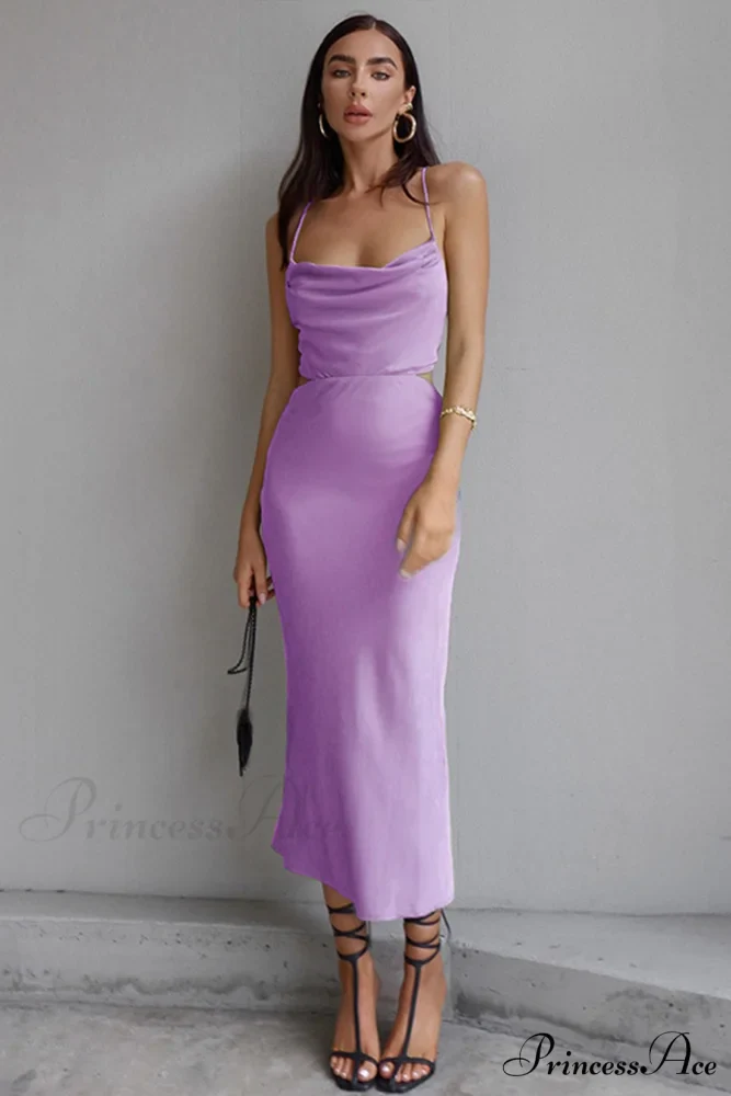 Solid Tie Backless Cami Dress - Image 6