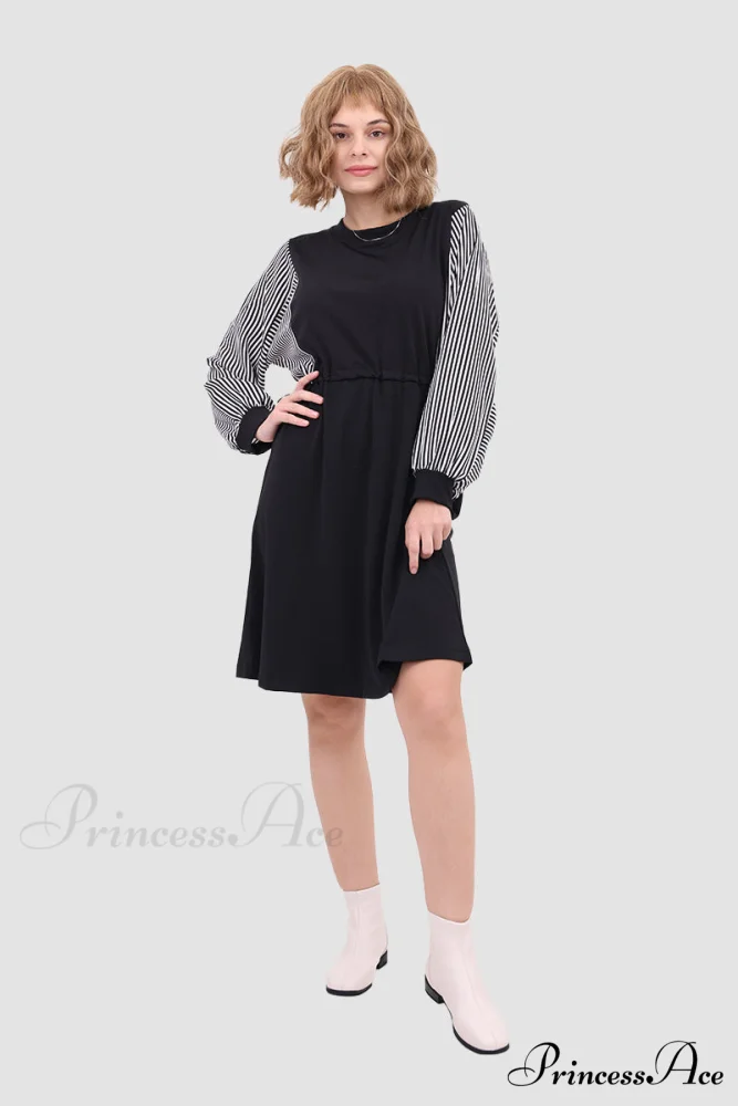 Long Sleeve Dress with Drawstring Waist - Image 5