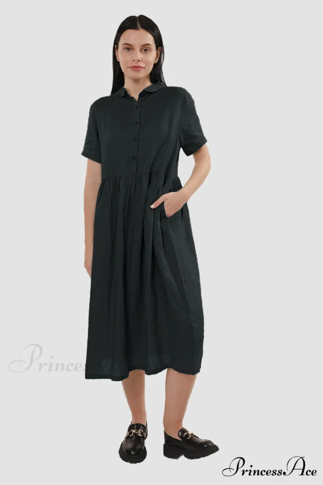 Slouchy Linen Daisy Dress - Image 11