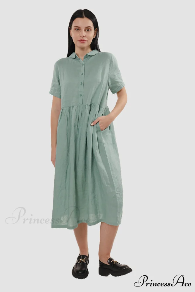 Slouchy Linen Daisy Dress - Image 3