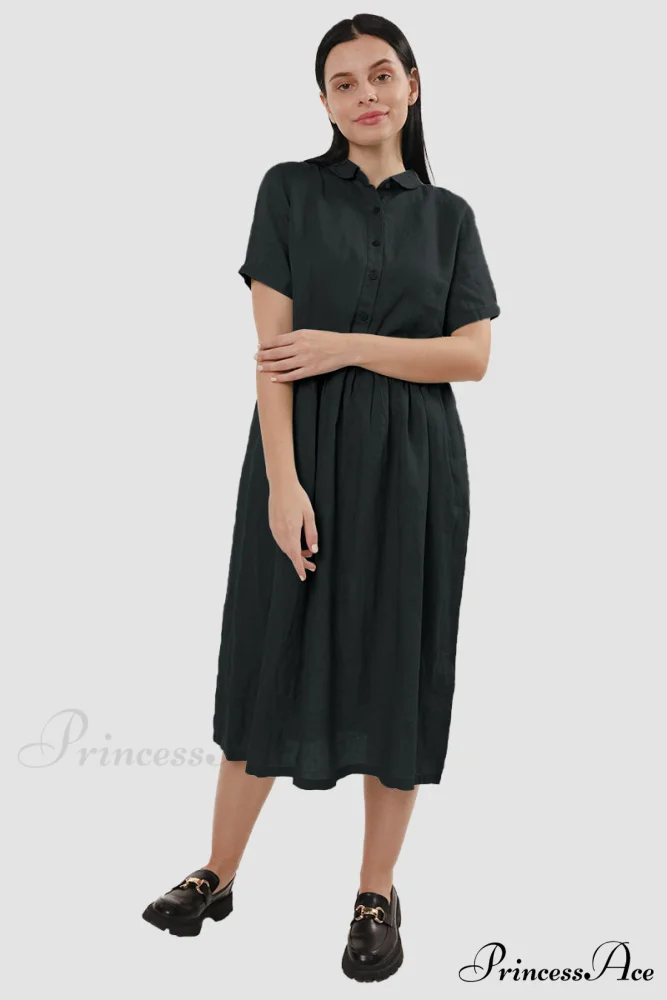 Slouchy Linen Daisy Dress - Image 8