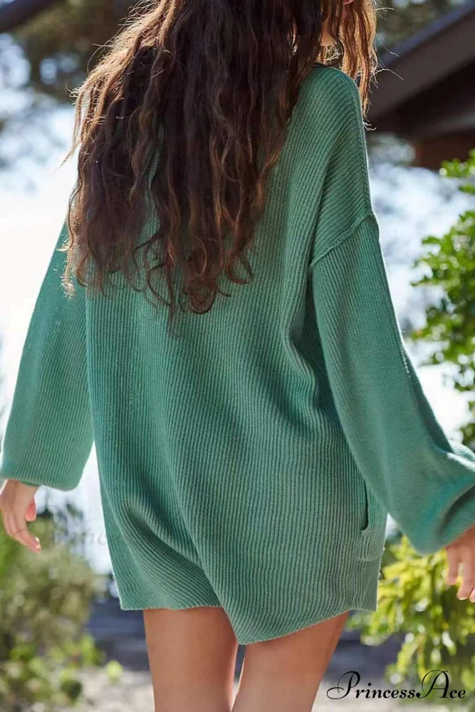 Ribbed Rompers with Lapel and Long Sleeves - Image 2