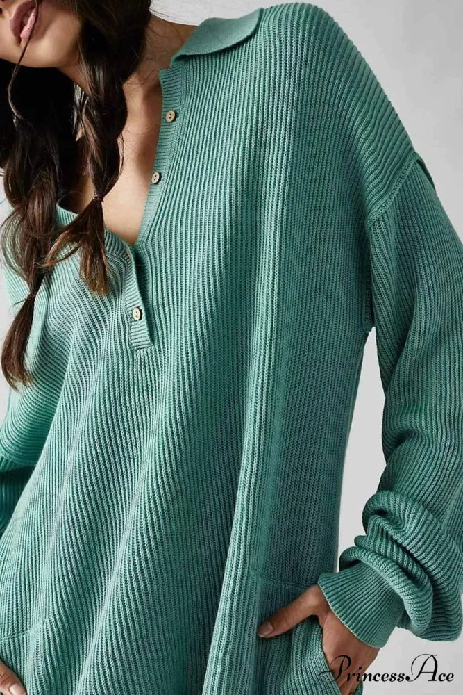 Ribbed Rompers with Lapel and Long Sleeves - Image 3