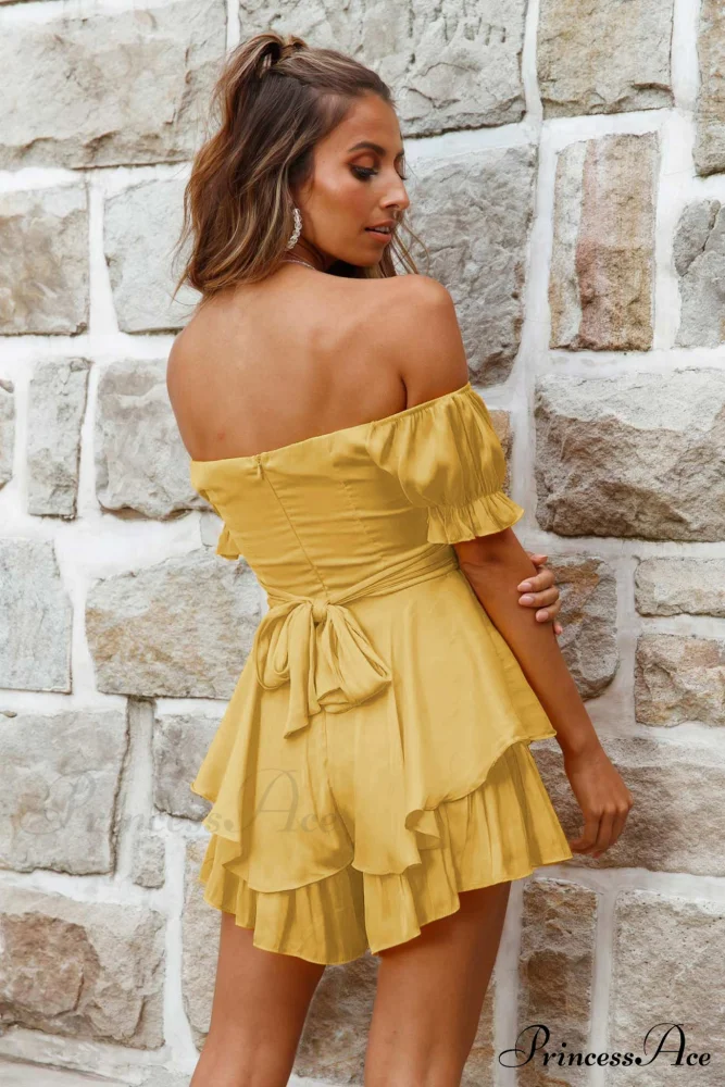 Off Shoulder Ruffled Skirt Pants with Tie Back - Image 13