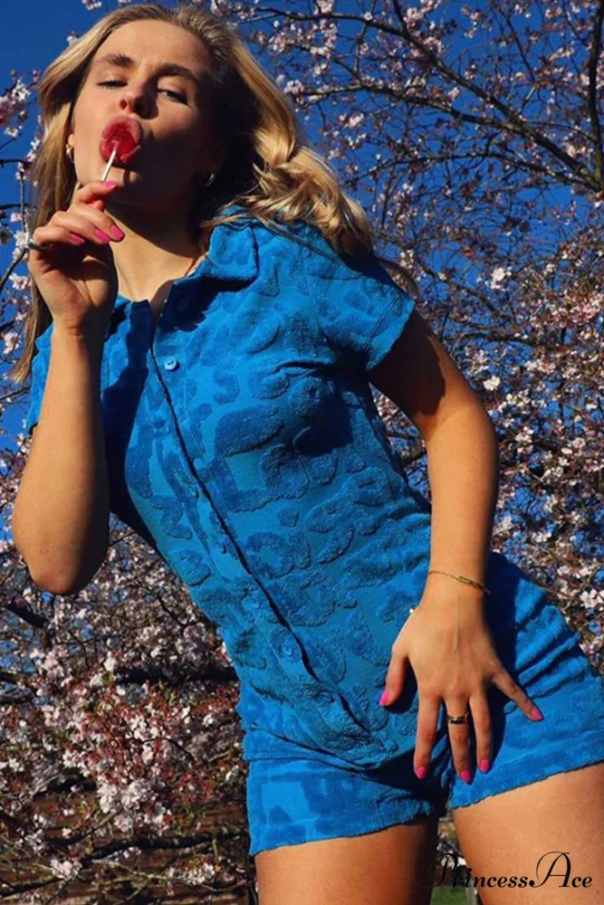 Lapel Terry Rompers with Button Down - Image 9