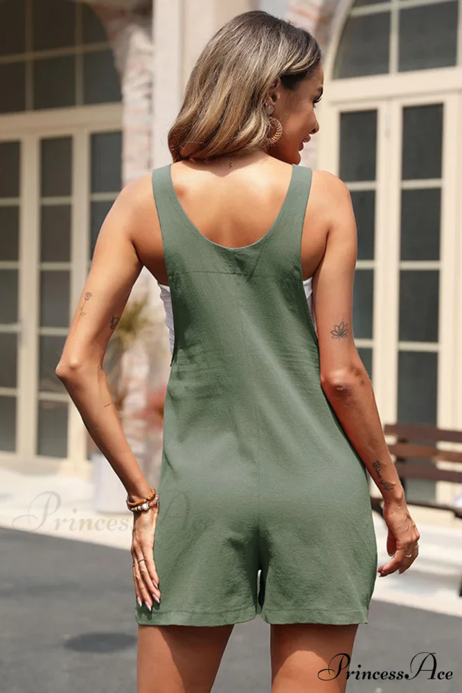 Sleeveless Single-breasted Rompers - Image 3