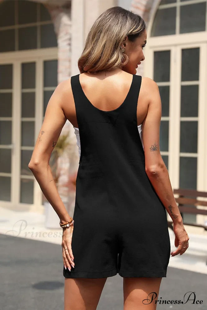 Sleeveless Single-breasted Rompers - Image 7