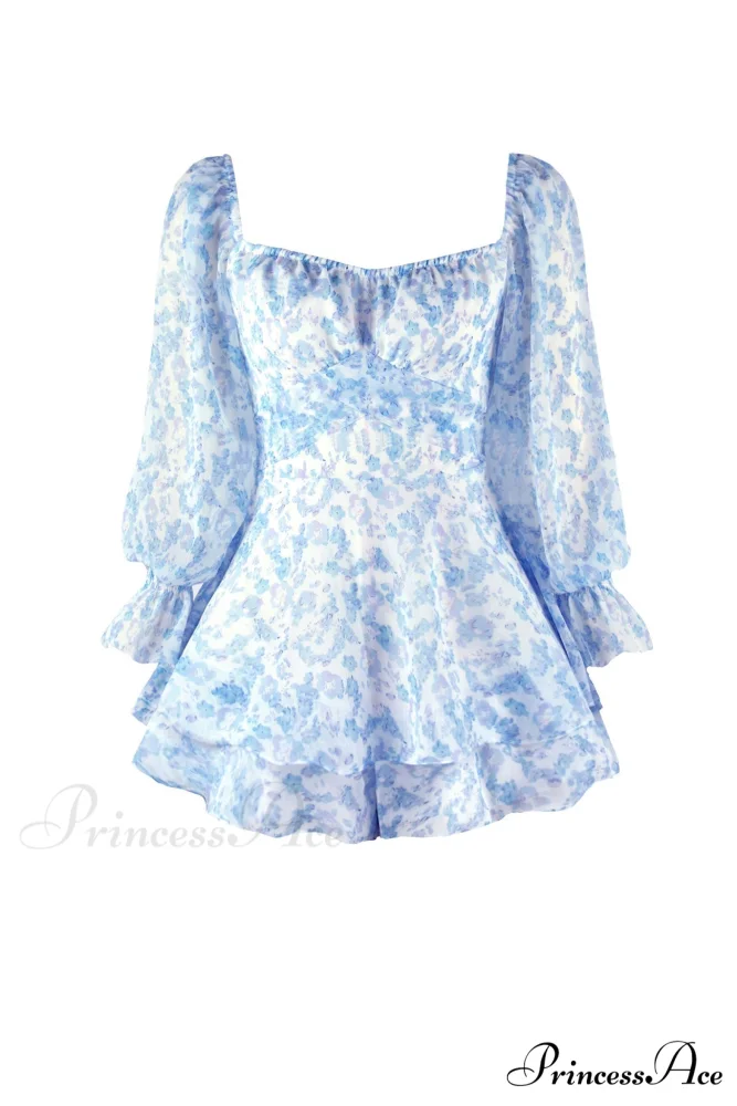 Floral Print Long Sleeve Ruffled Skirt Trousers - Image 4