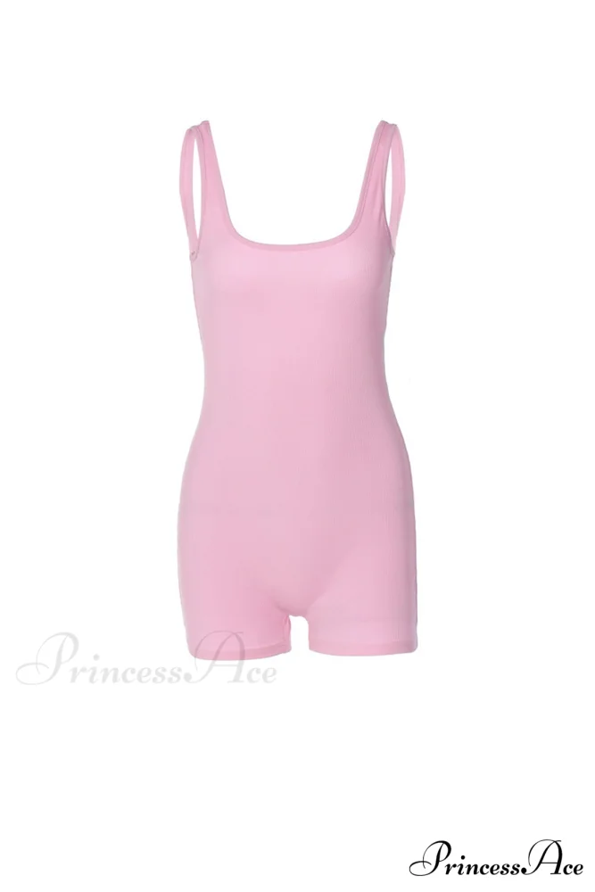Pink Crisscross Back Rompers with Scoop Neck - Image 4
