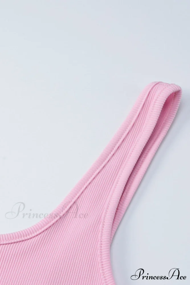 Pink Crisscross Back Rompers with Scoop Neck - Image 6