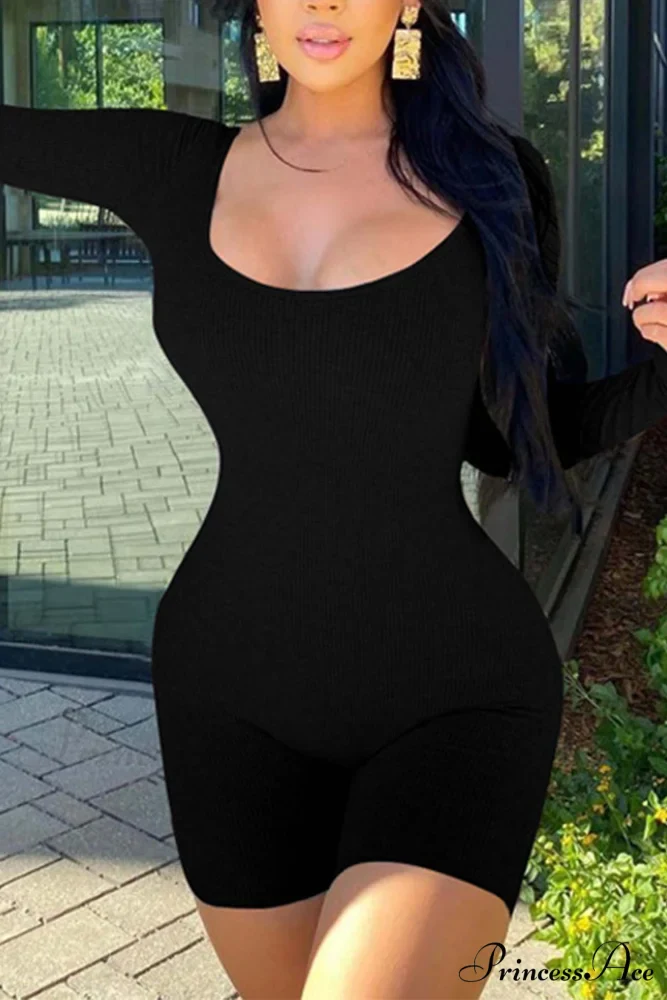 U Neck Bodycon Rompers - Long Sleeve - Image 4