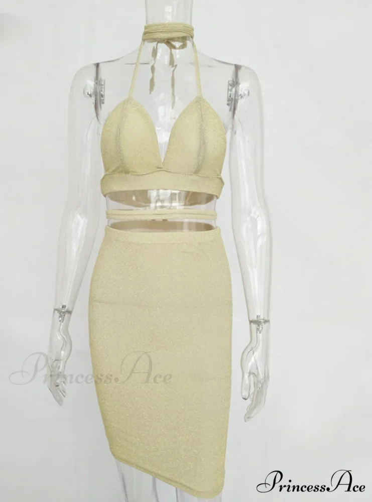 Lace Up Crop Top Two Piece Set with Deep V Neck - Image 7