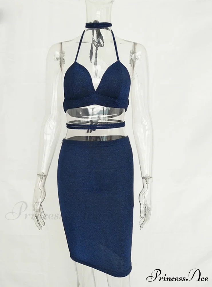 Lace Up Crop Top Two Piece Set with Deep V Neck - Image 8