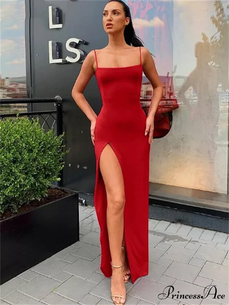 Spaghetti Strap Bandage Slit Dress - Image 3