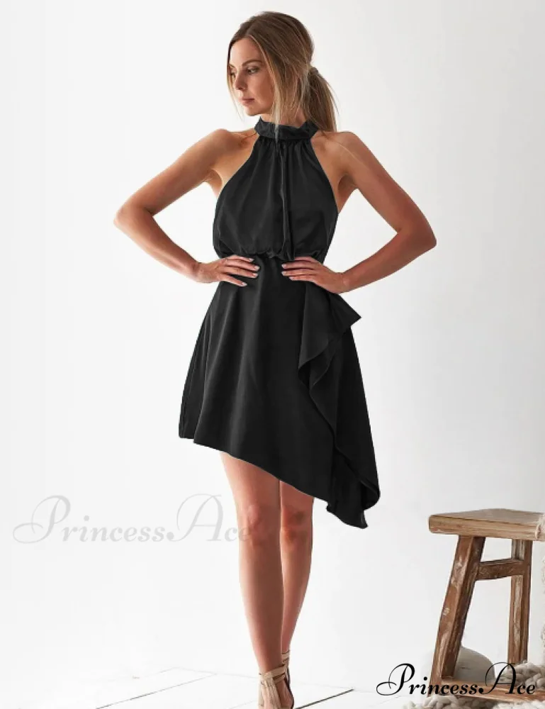 Satin Strap Dress with Hanging Neck - Image 10