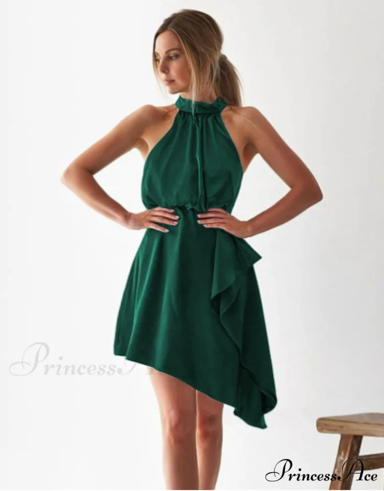 Satin Strap Dress with Hanging Neck - Image 6