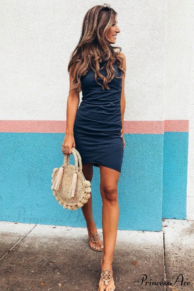 Ruched Bodycon T-Shirt Dress in Black - Image 5