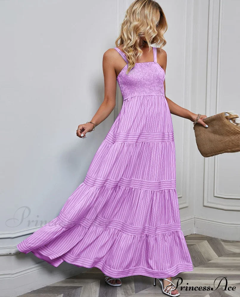 Striped Holiday Dress with Waist Strap - Image 3