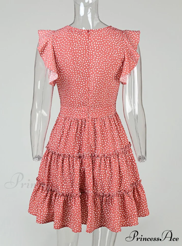 Mini Summer Floral V Neck Smock Dress - Image 4