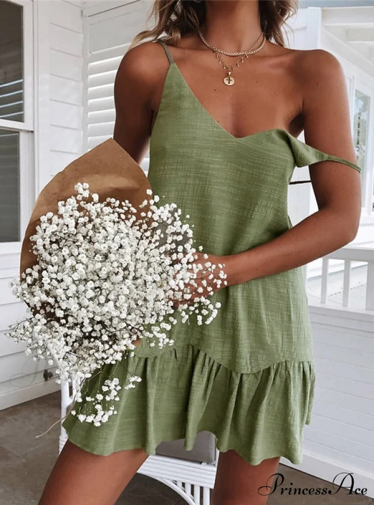 RUFFLED MINI DRESS WITH SHOULDER HALTER - Image 3