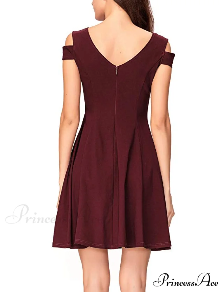 Cold Shoulder Cocktail Party Skater Dress - Image 3