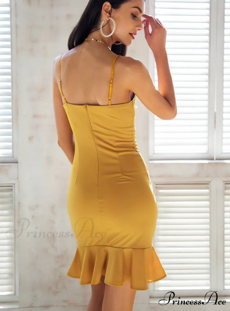 V Neck Ruffle Strap Mini Dress for Women - Image 3