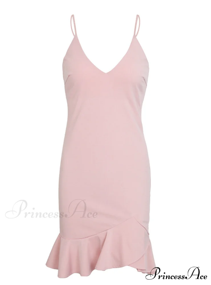 V Neck Ruffle Strap Mini Dress for Women - Image 4