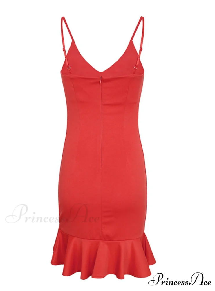 V Neck Ruffle Strap Mini Dress for Women - Image 5