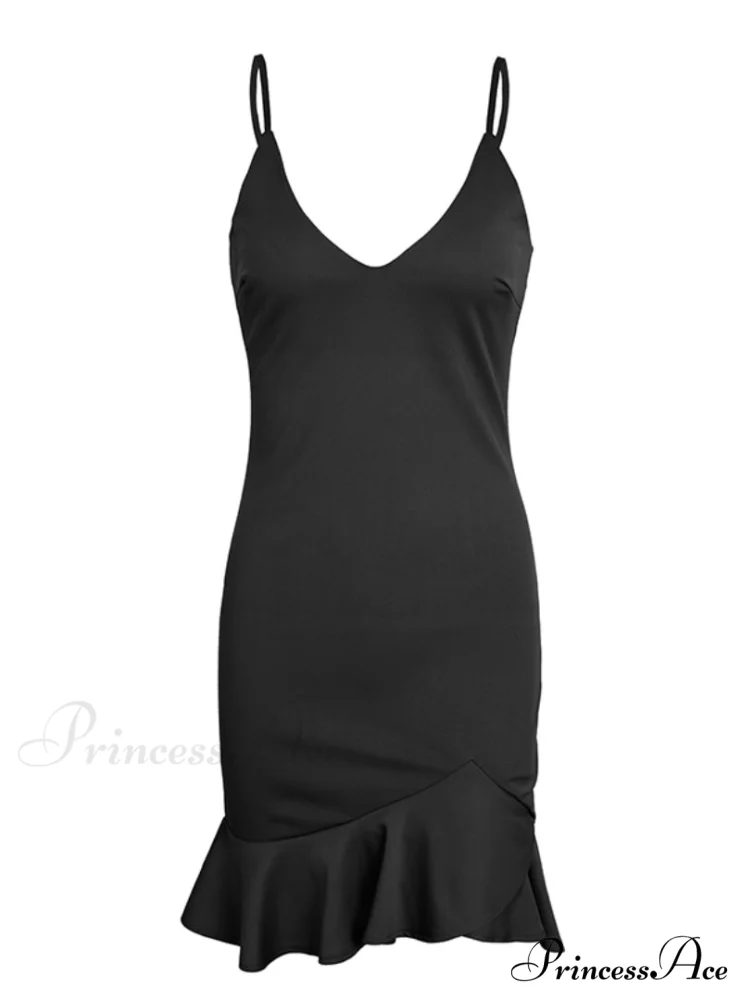 V Neck Ruffle Strap Mini Dress for Women - Image 6