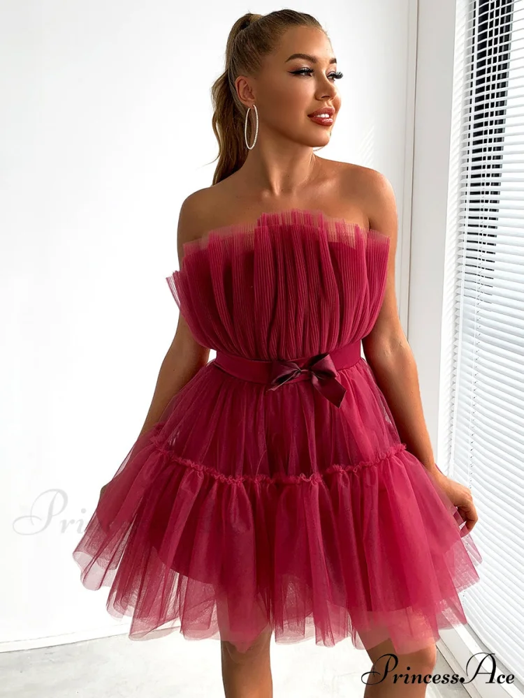 Sweet Women's Mini Party Dress - Hot Pink - Image 2