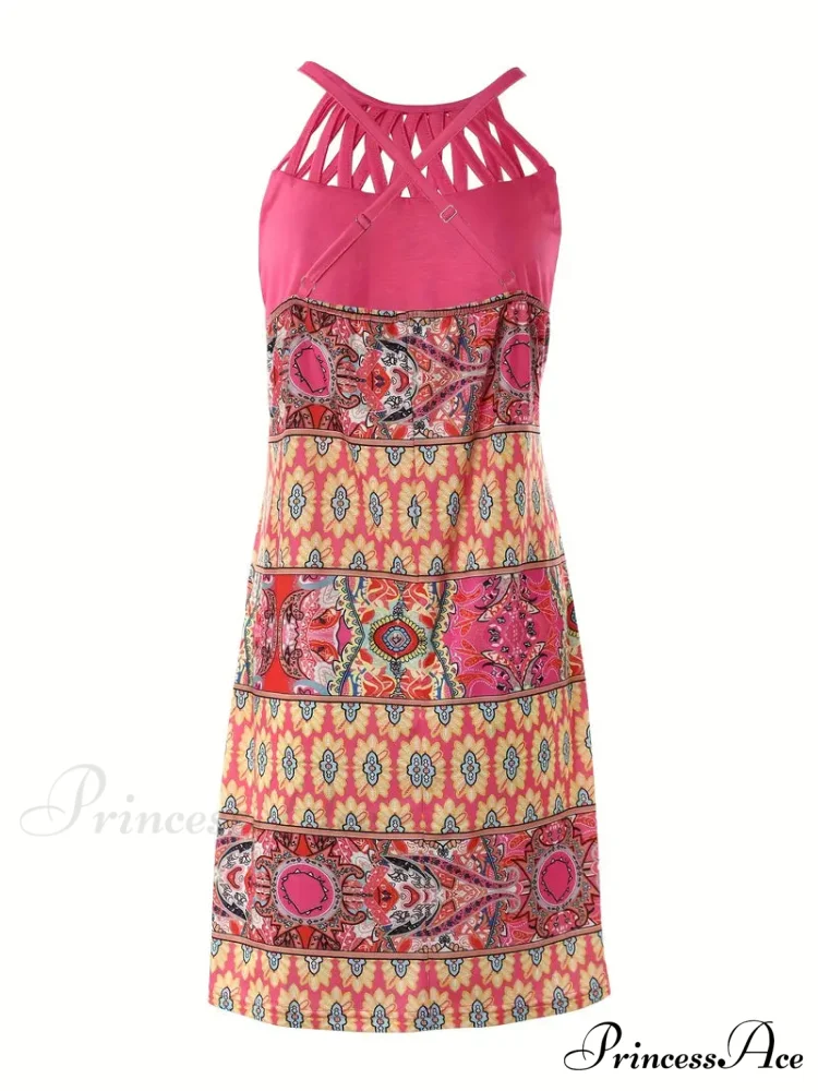 Pink Floral Summer Dress with Backless Cut Out - Image 2