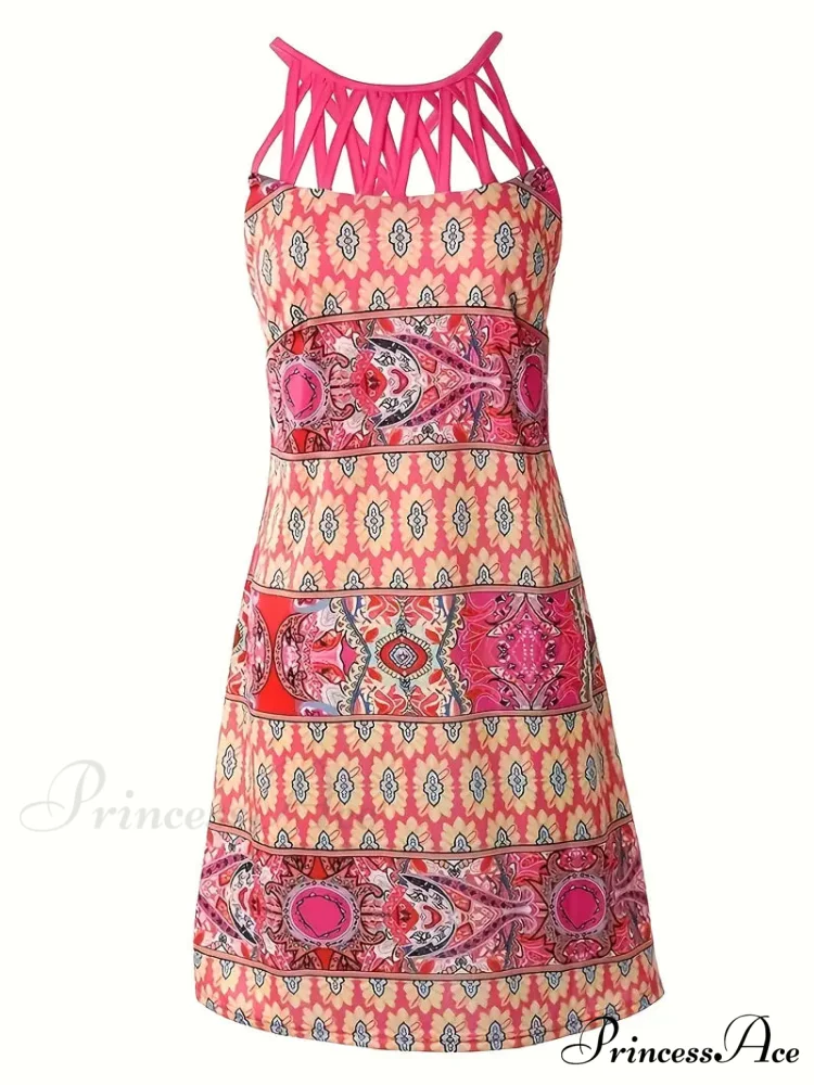 Pink Floral Summer Dress with Backless Cut Out - Image 3