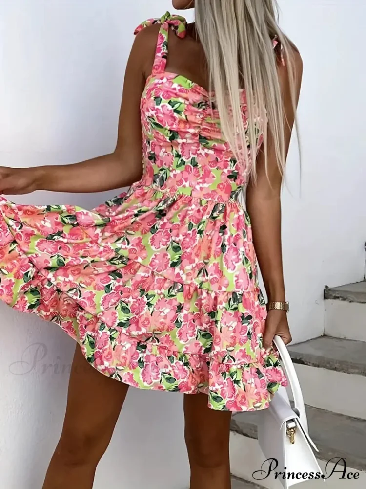 Floral Print Ruffle Hem Cami Dress with Spaghetti Straps - Image 4