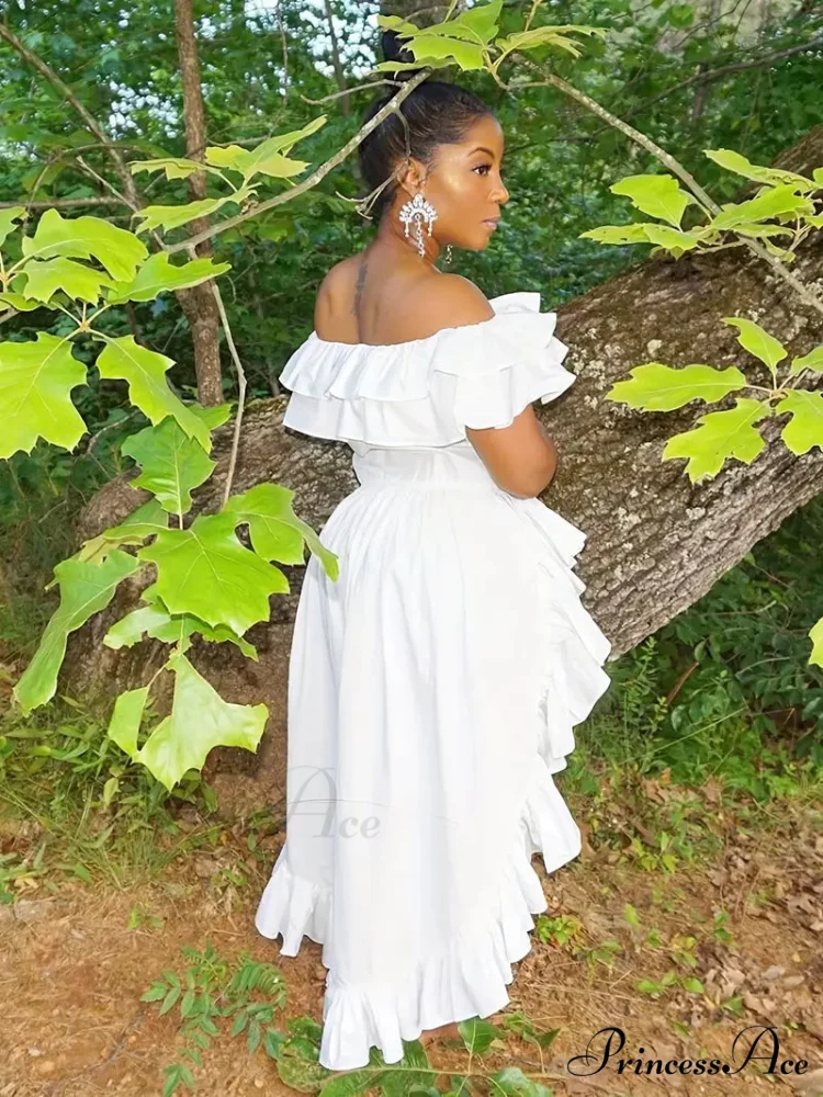 Orange High Low Dress with Ruffle Hem - Image 5